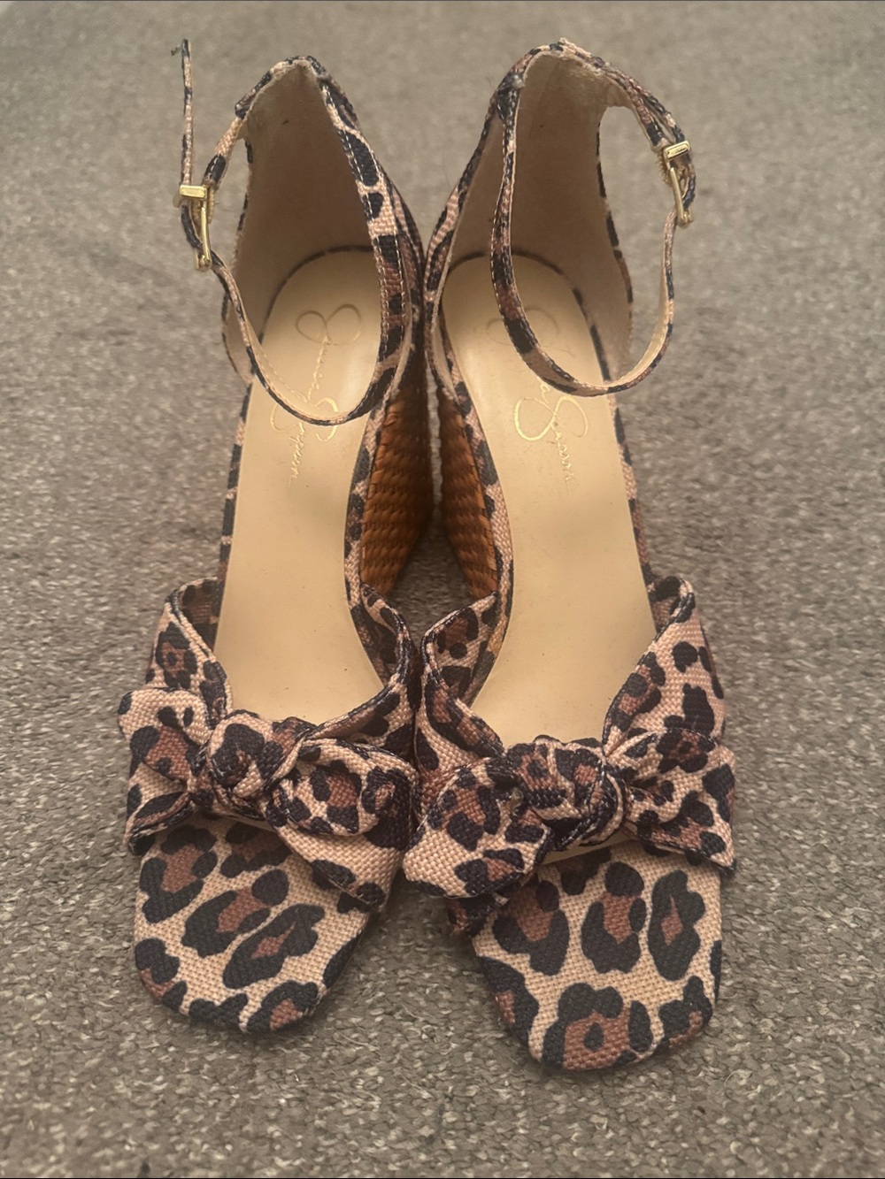 Jessica Simpson Leopard Espadrille Wedge Sandals - Tan & Black
